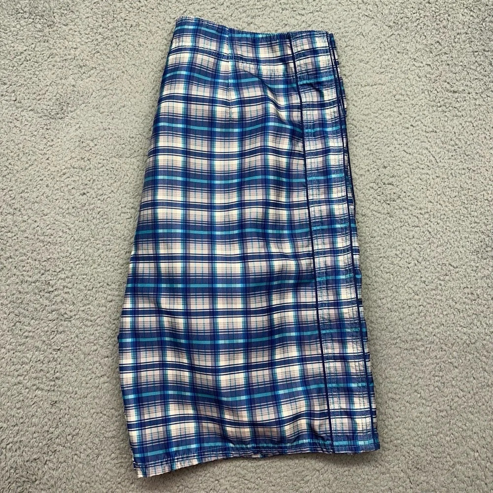 The North‎ Face AT9J Mens Size 36 Blue Plaid Board Shorts Polyester Swim Trunks